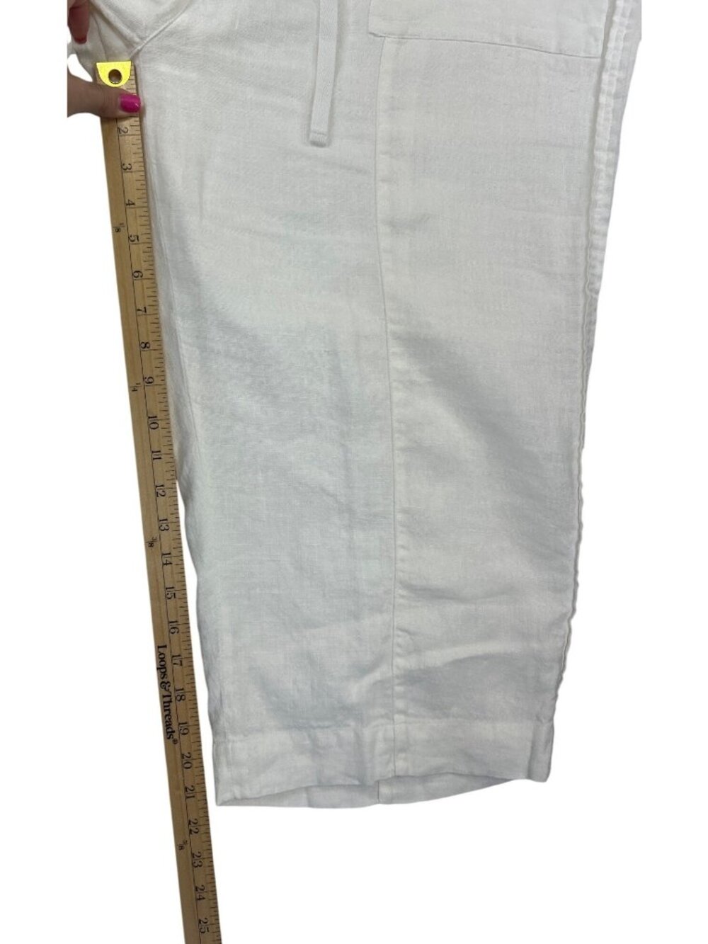 Talbots Irish Linen Cropped Pants Women's 18W White Drawstring Waist Resortwear - Picture 16 of 16